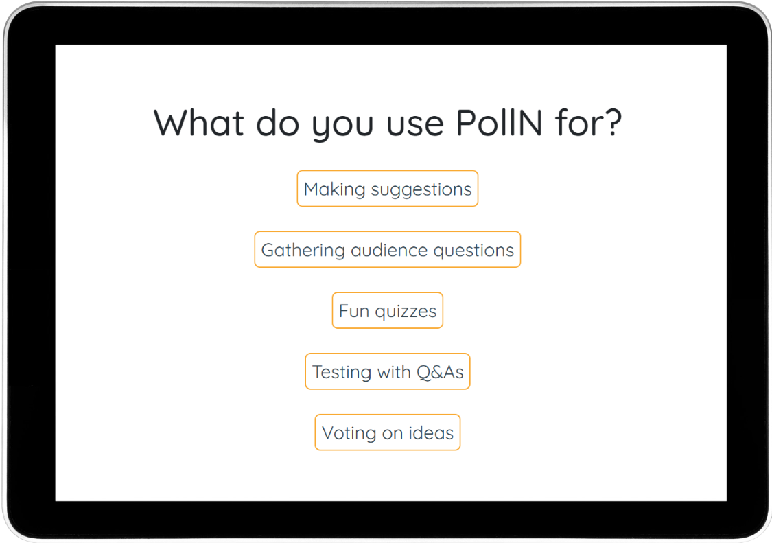 Presentation page showing answers to open-ended questions